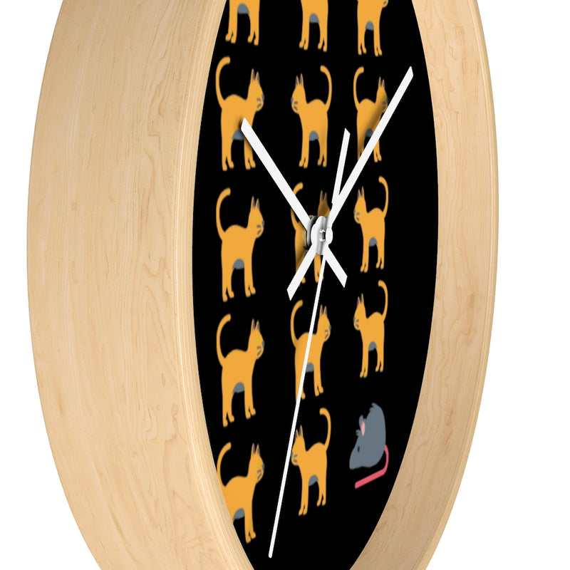 Yellow Cat & Mouse Wall clock 10"