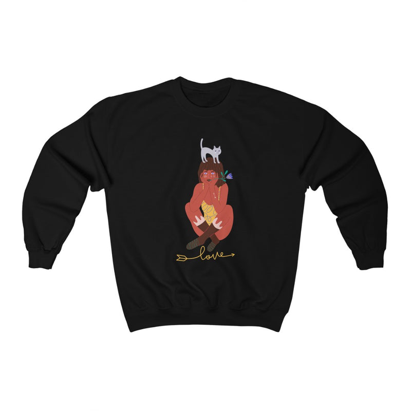 Girl and Cat Crewneck Sweatshirt - Sinna Get