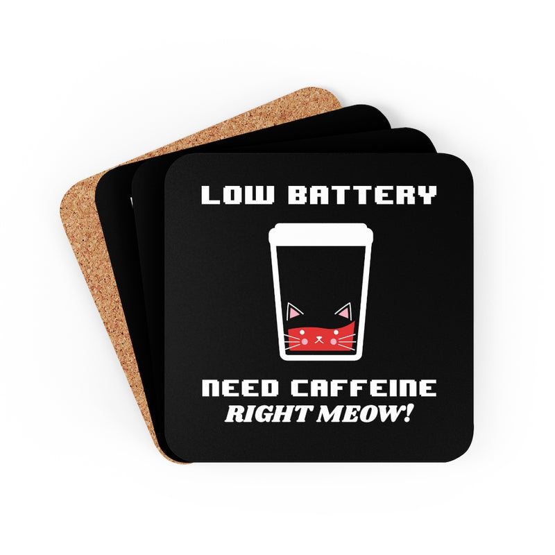 Need Caffeine Right Meow Corkwood Coaster Set of 4