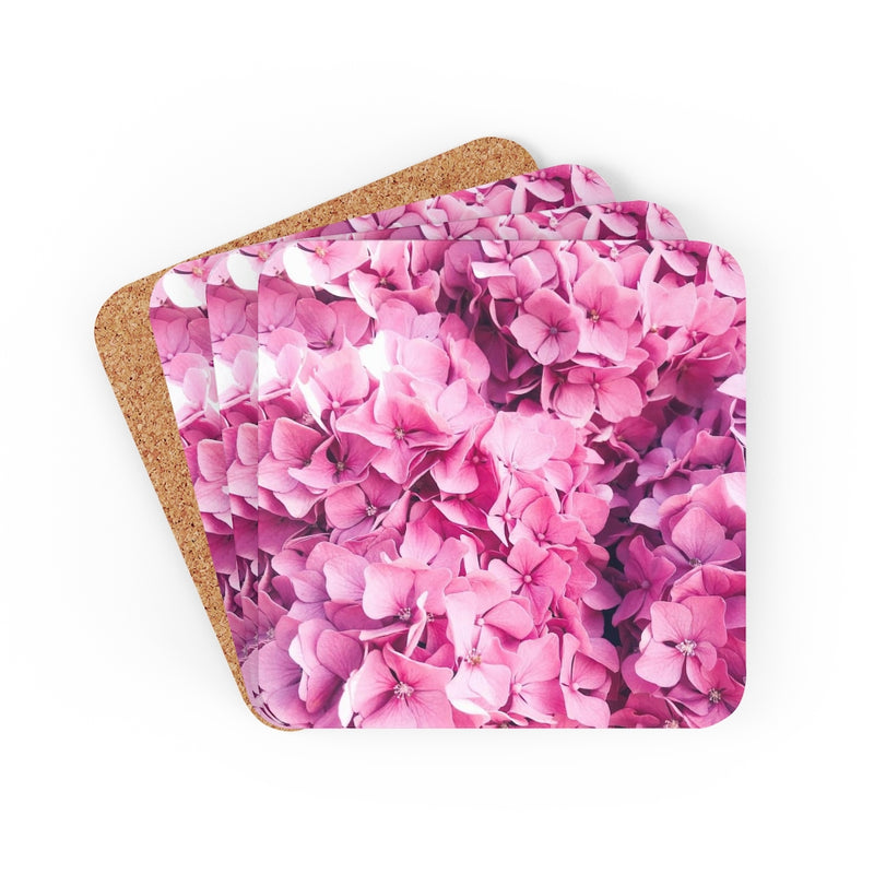 Pink flower Corkwood Coaster Set of 4