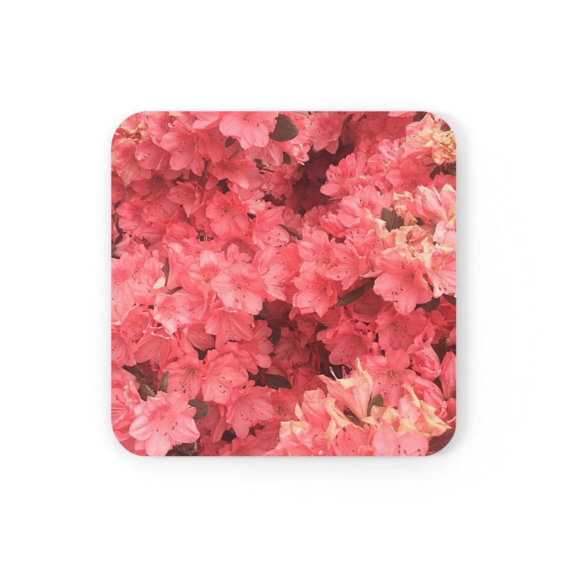 Pink flower Corkwood Coaster Set of 4